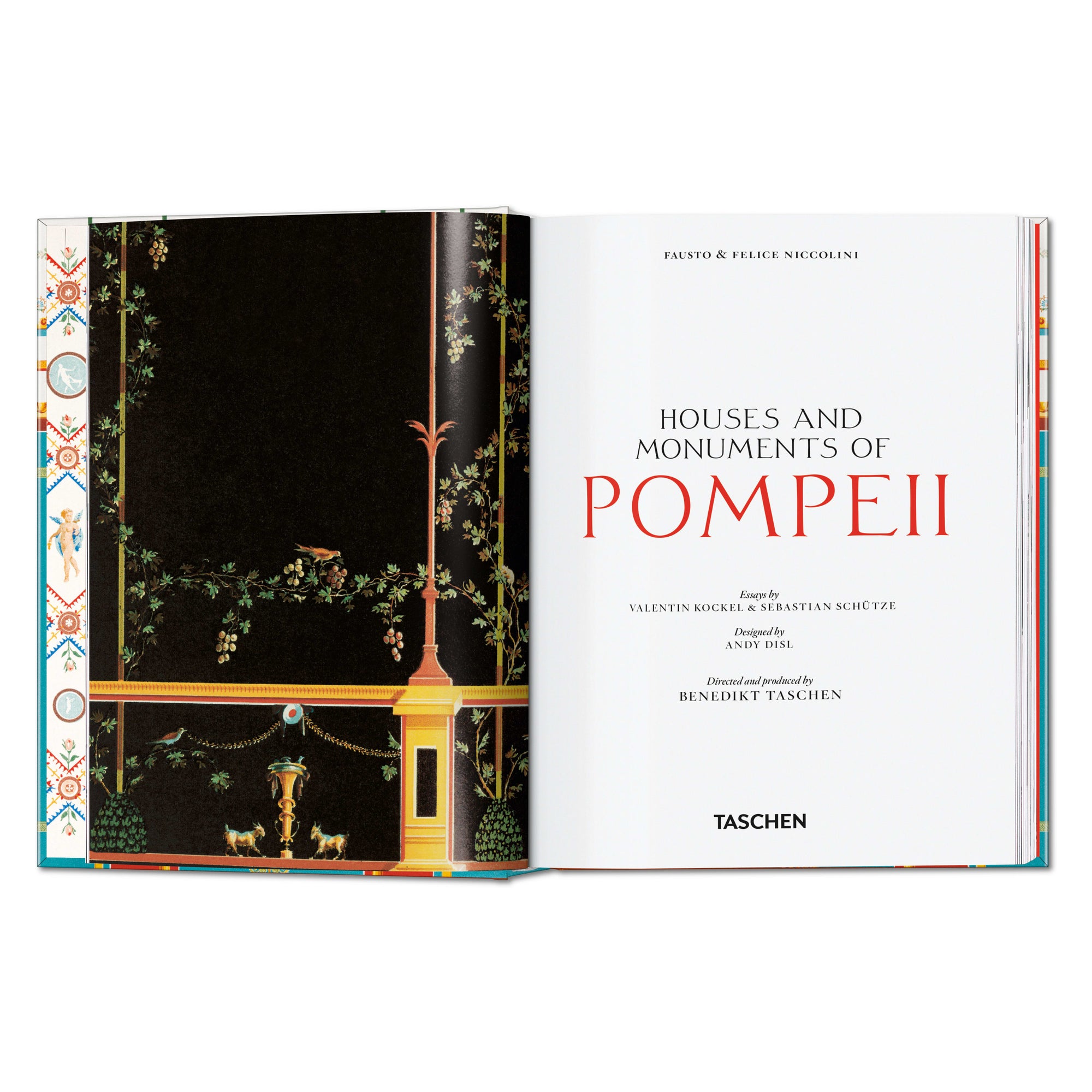 Houses and Monuments of Pompeii - colour plate of Pompeii frescoes from the Niccolini archive